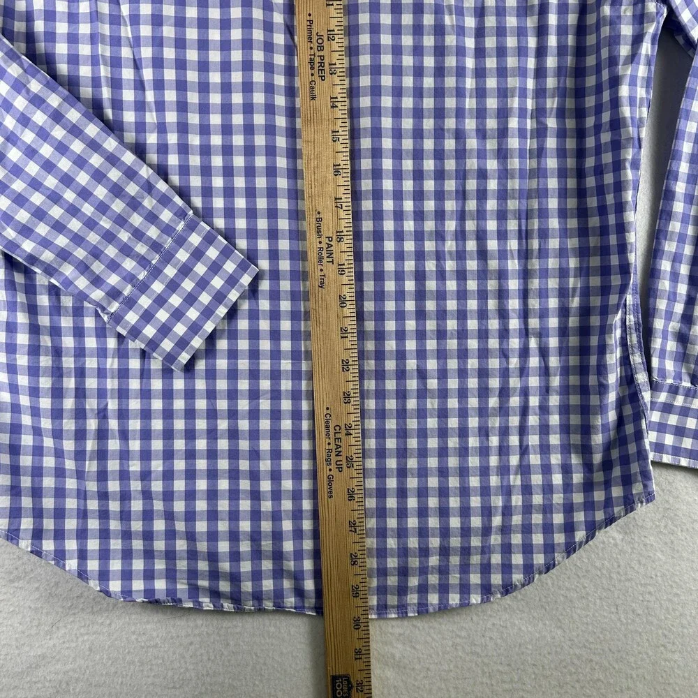 Banana Republic Shirt Mens Large Blue Check Long Sleeve Stretch Button Up Slim